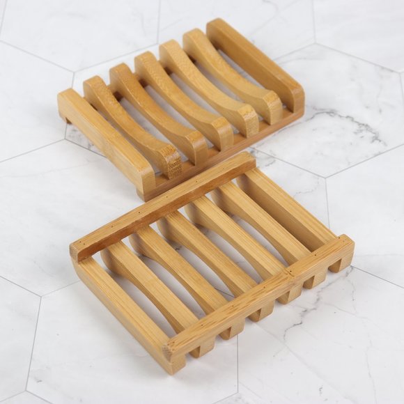 🌟🌟🌟 Set of 2 Natural Bamboo Wood Soap Holder - Picture 2 of 6